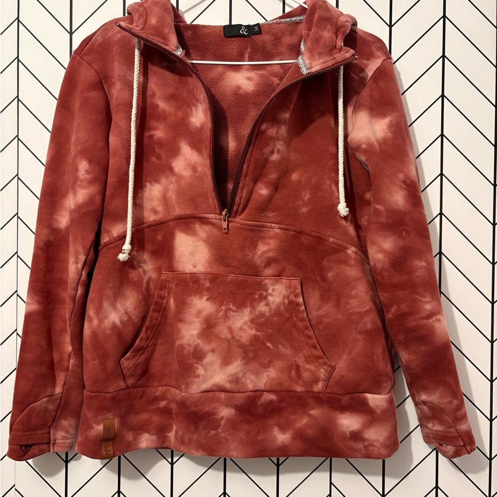 AMPERSAND AVE Maroon Tie-Dye Hoodie